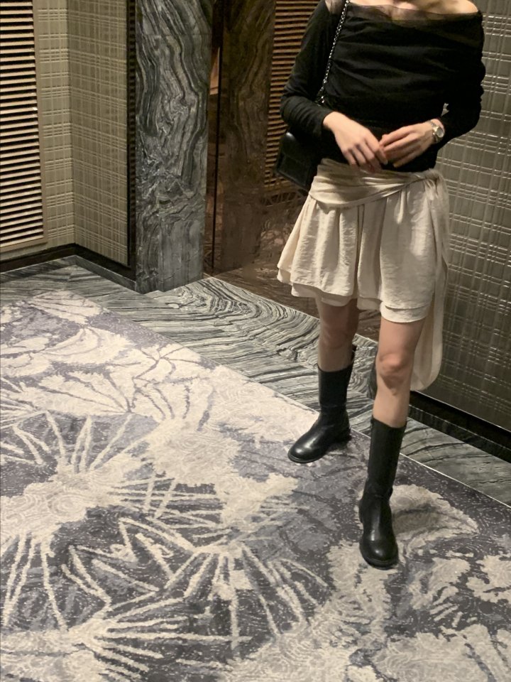 Afarrier - Korean Women Fashion - #restrostyle - Belt Double Skirt - 4
