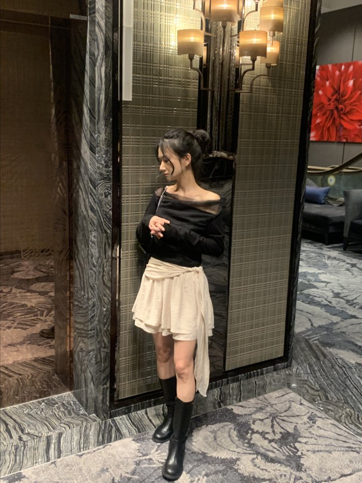 Afarrier - Korean Women Fashion - #shopsmall - Belt Double Skirt - 5