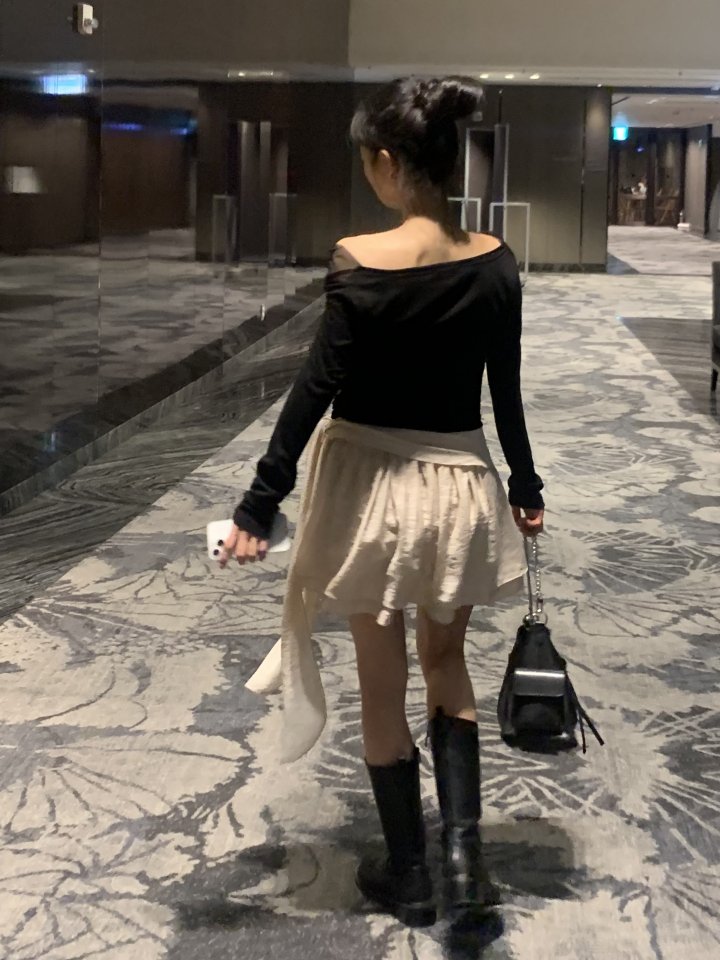 Afarrier - Korean Women Fashion - #thatsdarling - Belt Double Skirt - 6