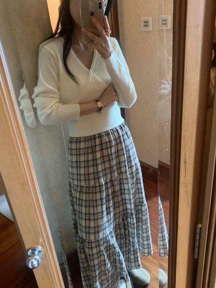 Afarrier - Korean Women Fashion - #womensfashion - Check Long Skirt - 10
