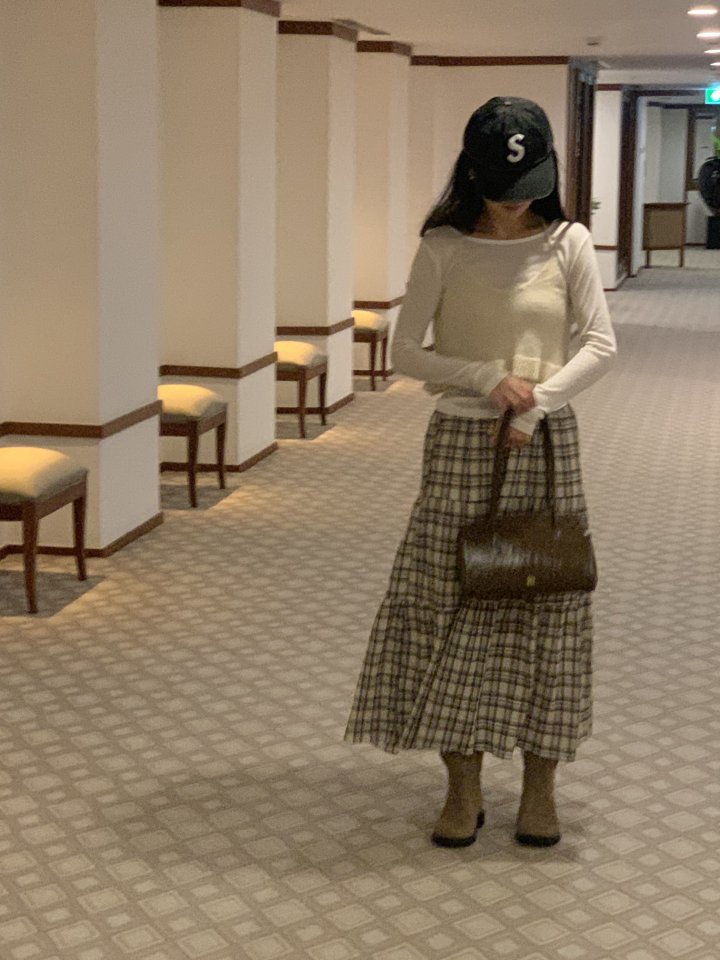Afarrier - Korean Women Fashion - #womensfashion - Check Long Skirt - 2