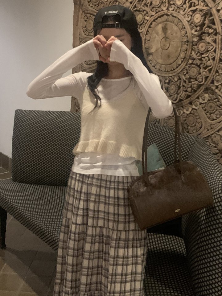Afarrier - Korean Women Fashion - #womensfashion - Check Long Skirt - 6