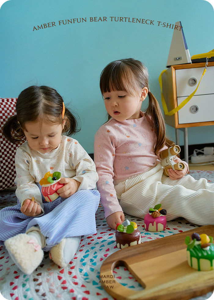 Amber - Korean Children Fashion - #discoveringself - Funfun Bear Turtleneck Tee