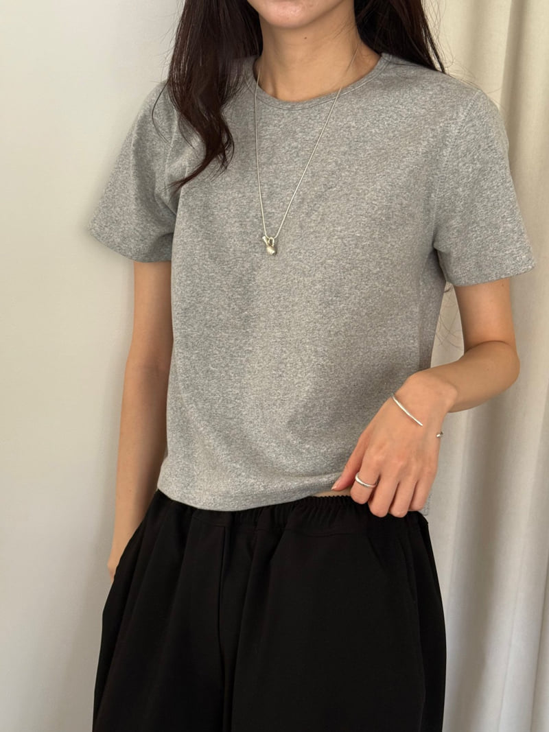 Amygrace - Korean Women Fashion - #momslook - Span Brushed Short Sleeve Tee - 2