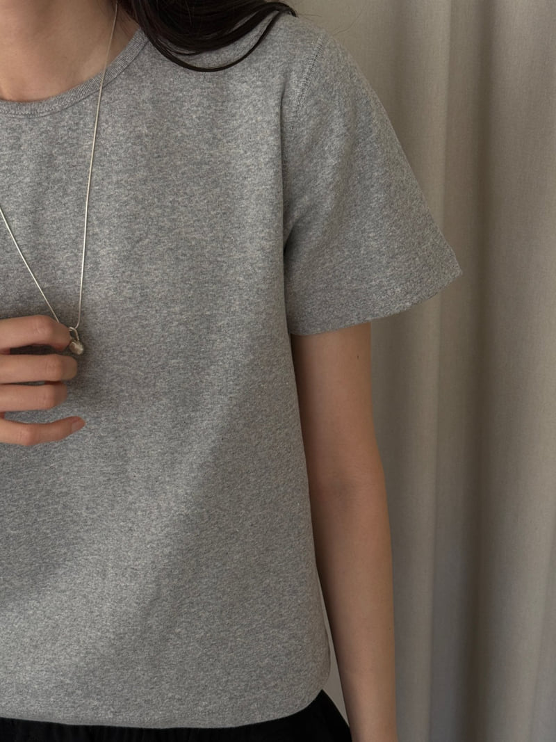 Amygrace - Korean Women Fashion - #womensfashion - Span Brushed Short Sleeve Tee - 4