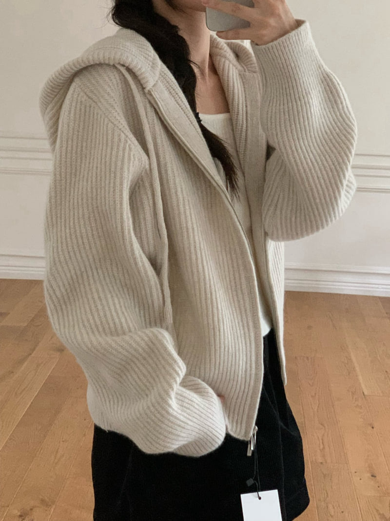 Amygrace - Korean Women Fashion - #momslook - Two-Way Hood Zip-up