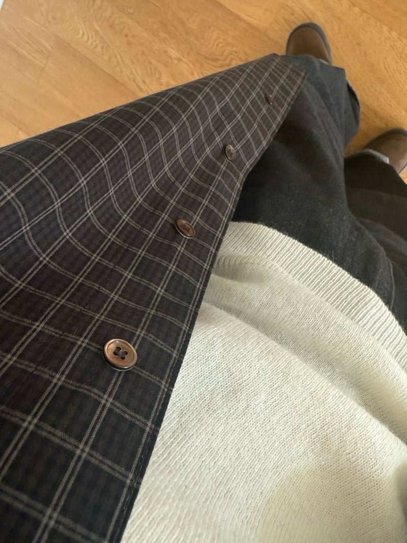Amygrace - Korean Women Fashion - #momslook - Brown Check Shirt - 2