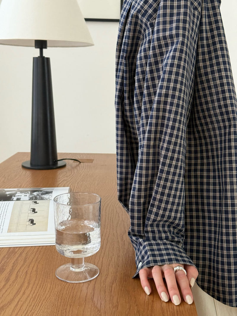 Amygrace - Korean Women Fashion - #womensfashion - Brown Check Shirt - 4