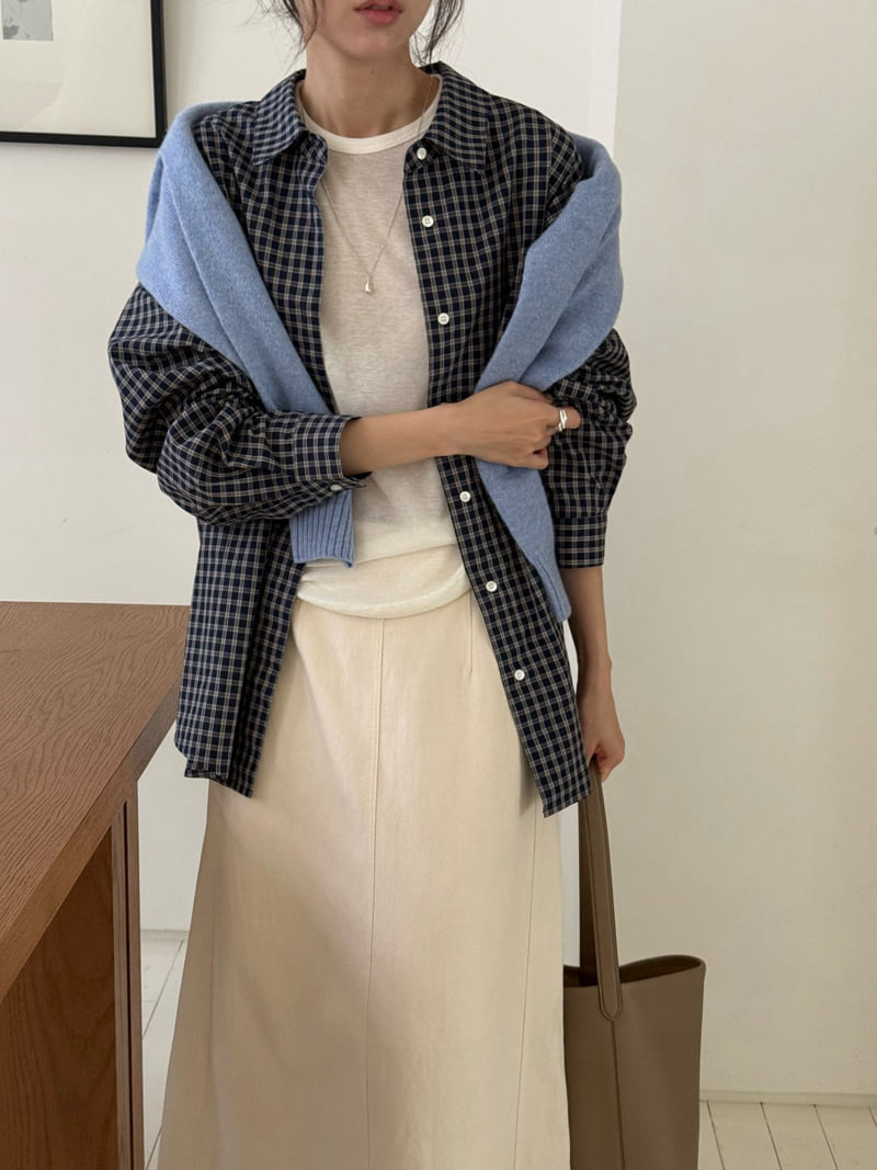 Amygrace - Korean Women Fashion - #momslook - Brown Check Shirt - 6
