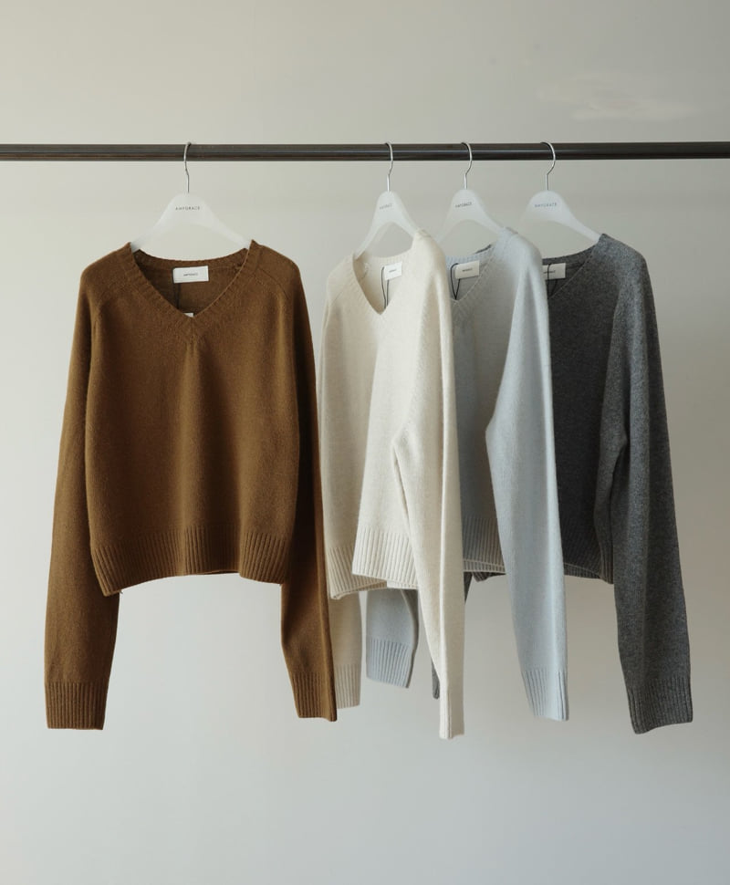 Amygrace - Korean Women Fashion - #momslook - Vera V Neck Knit