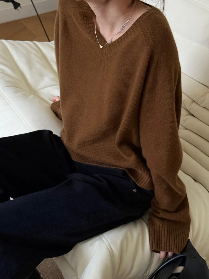 Amygrace - Korean Women Fashion - #momslook - Vera V Neck Knit - 5