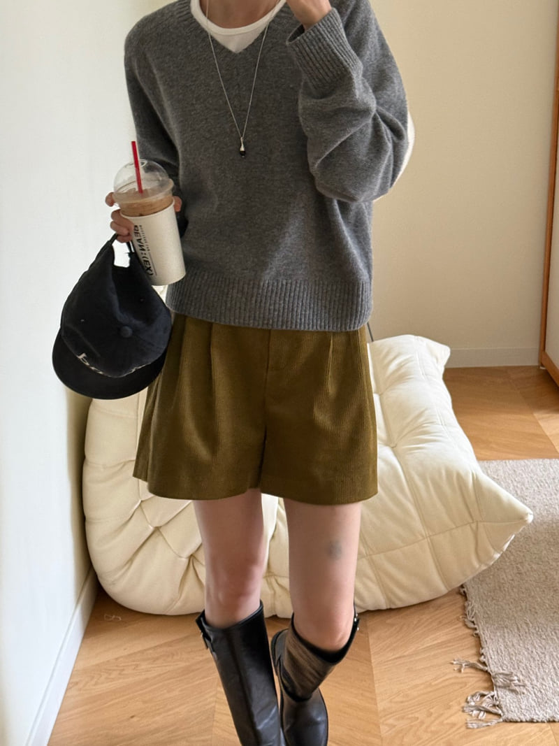 Amygrace - Korean Women Fashion - #momslook - Corduroy Shorts - 7