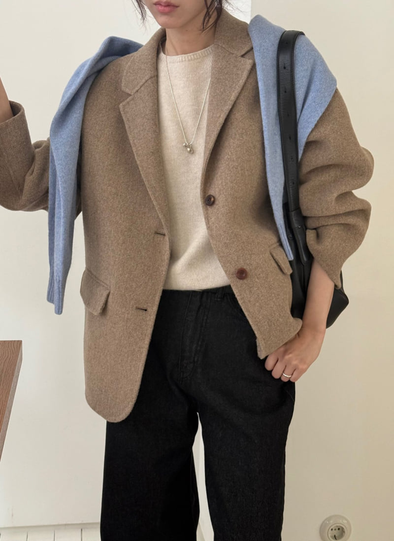 Amygrace - Korean Women Fashion - #momslook - Herringbone Wool Handmade Jacket - 6