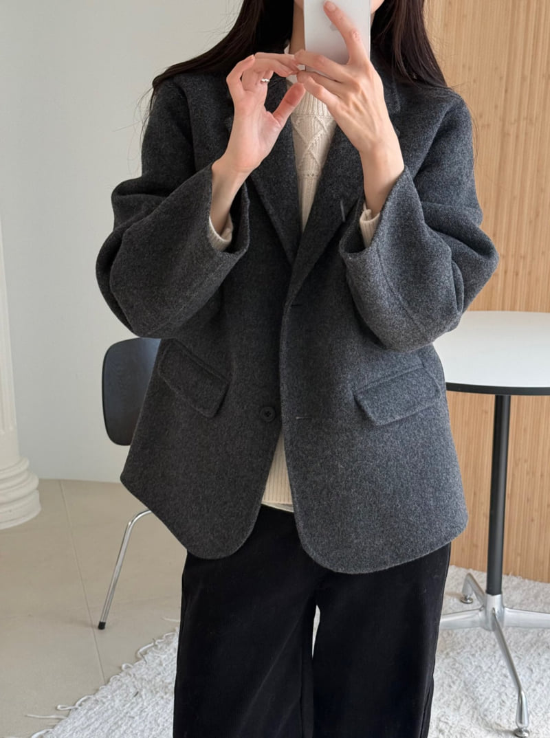 Amygrace - Korean Women Fashion - #shopsmall - Herringbone Wool Handmade Jacket - 3