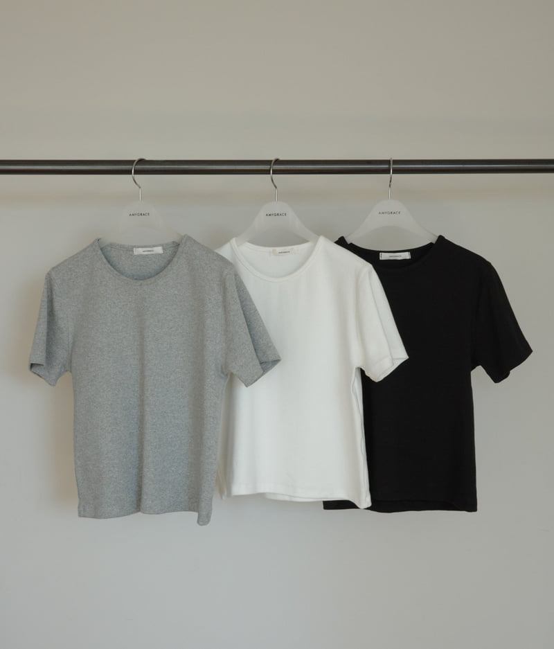 Amygrace - Korean Women Fashion - #womensfashion - Span Brushed Short Sleeve Tee