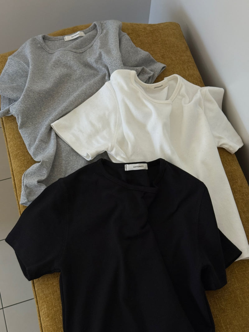 Amygrace - Korean Women Fashion - #womensfashion - Span Brushed Short Sleeve Tee - 3