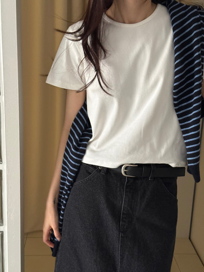 Amygrace - Korean Women Fashion - #womensfashion - Span Brushed Short Sleeve Tee - 5