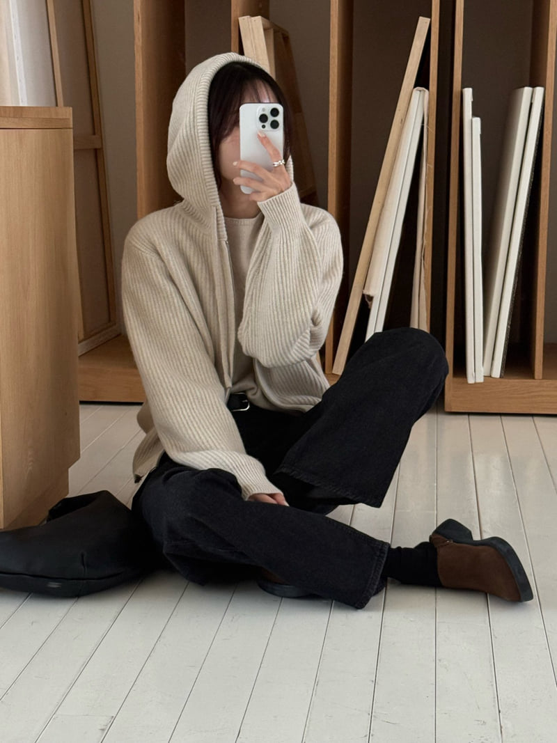 Amygrace - Korean Women Fashion - #womensfashion - Two-Way Hood Zip-up - 8