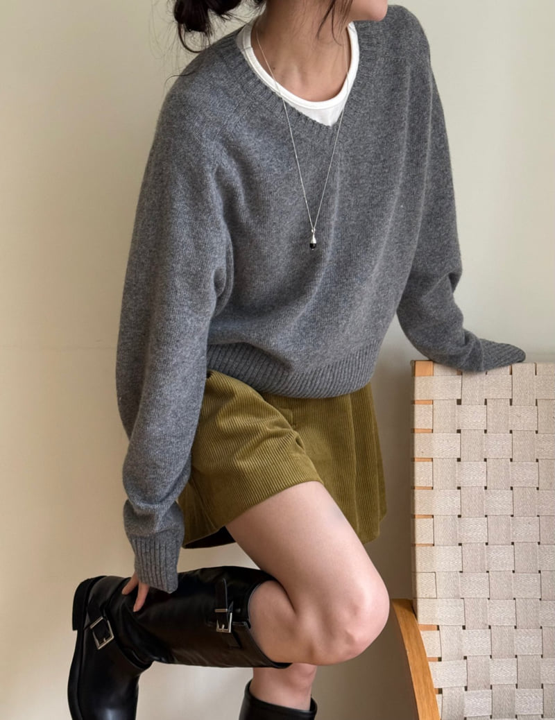 Amygrace - Korean Women Fashion - #womensfashion - Vera V Neck Knit - 8