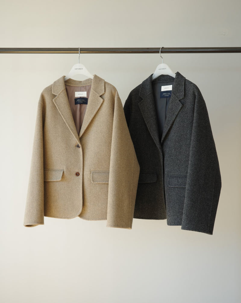 Amygrace - Korean Women Fashion - #womensfashion - Herringbone Wool Handmade Jacket - 9