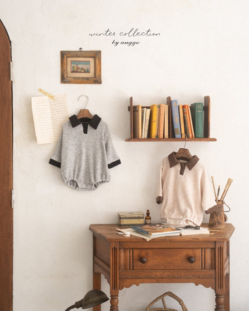 Anggo - Korean Baby Fashion - #babyboutiqueclothing - (bebe) Choco Chip Collar Romper