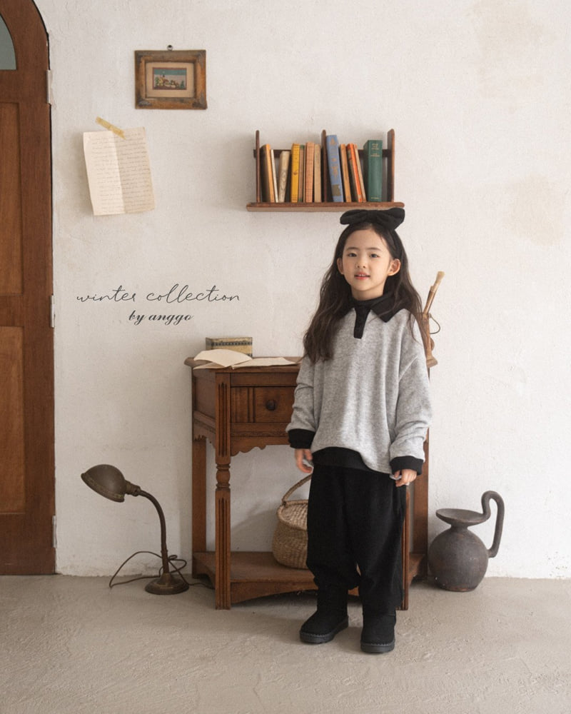 Anggo - Korean Children Fashion - #kidsshorts - Choco Chip Collar Tee - 12