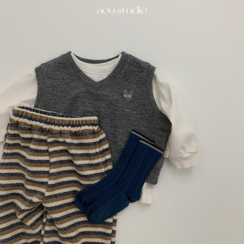 Aou Studio - Korean Baby Fashion - #babyboutiqueclothing - Cookie Striped Jogger Pants - 9