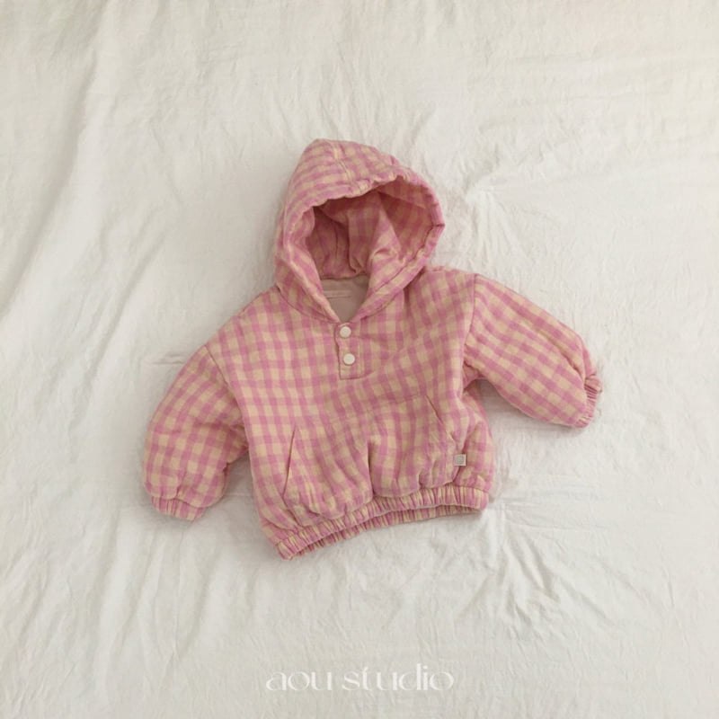 Aou Studio - Korean Baby Fashion - #babyclothing - Check Padded Anorak