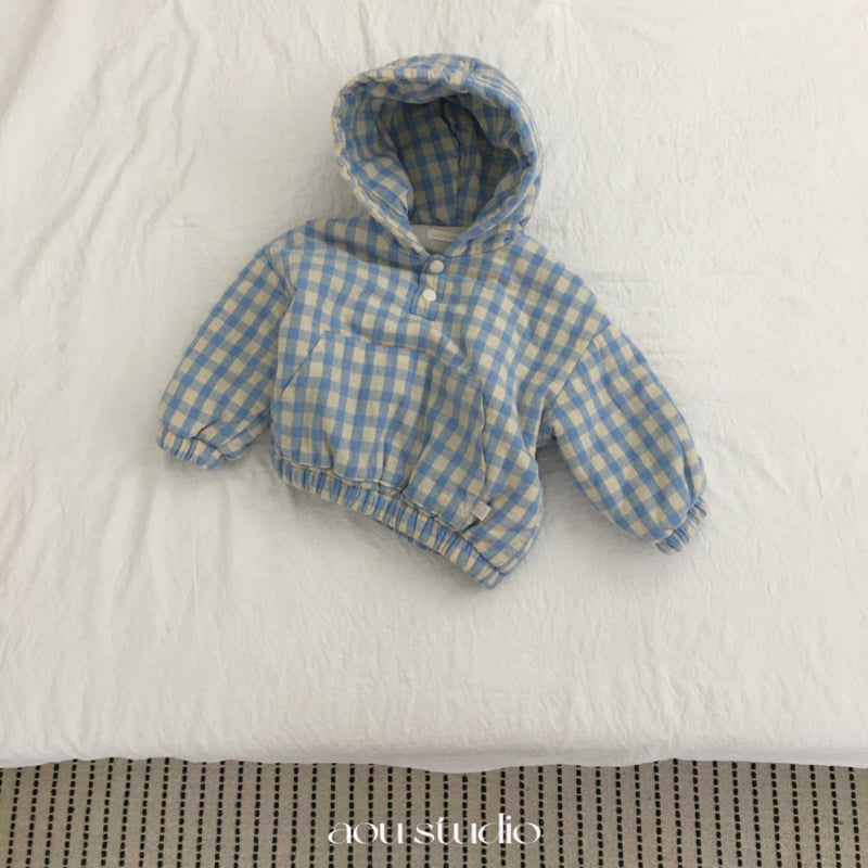 Aou Studio - Korean Baby Fashion - #babyfashion - Check Padded Anorak - 2
