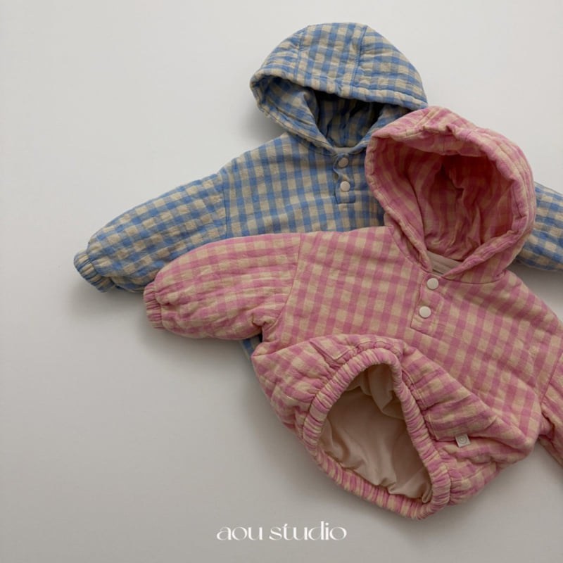 Aou Studio - Korean Baby Fashion - #babyfever - Check Padded Anorak - 4