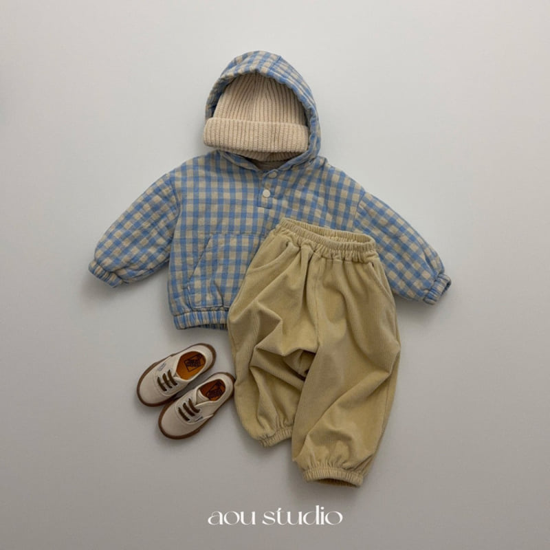 Aou Studio - Korean Baby Fashion - #babylifestyle - Check Padded Anorak - 5