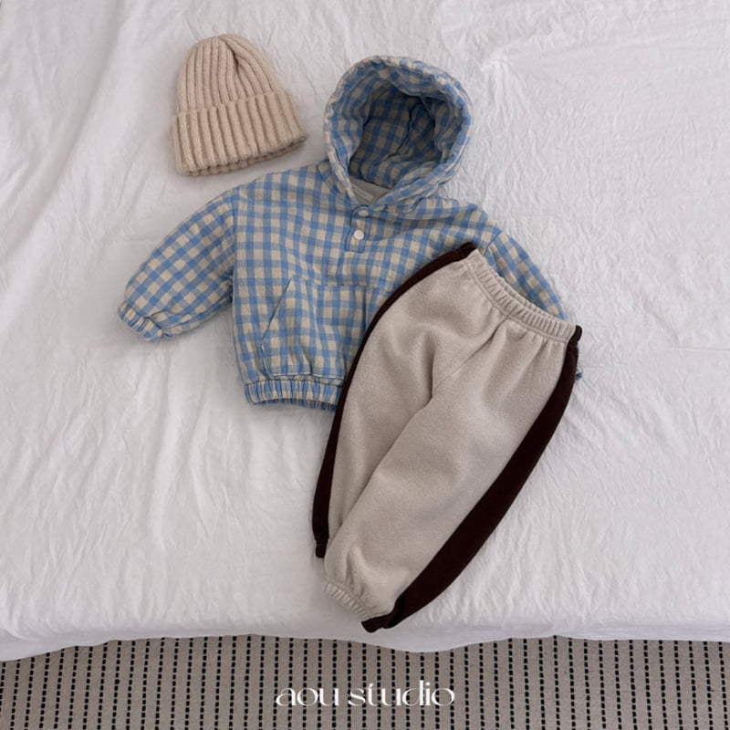 Aou Studio - Korean Baby Fashion - #babyootd - Check Padded Anorak - 7