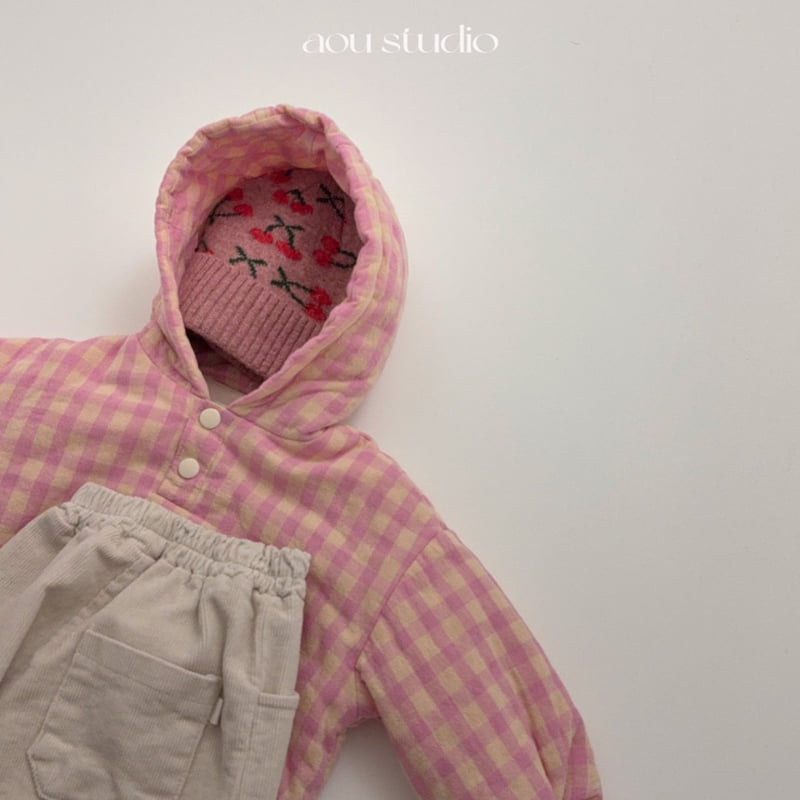 Aou Studio - Korean Baby Fashion - #babyoutfit - Check Padded Anorak - 8
