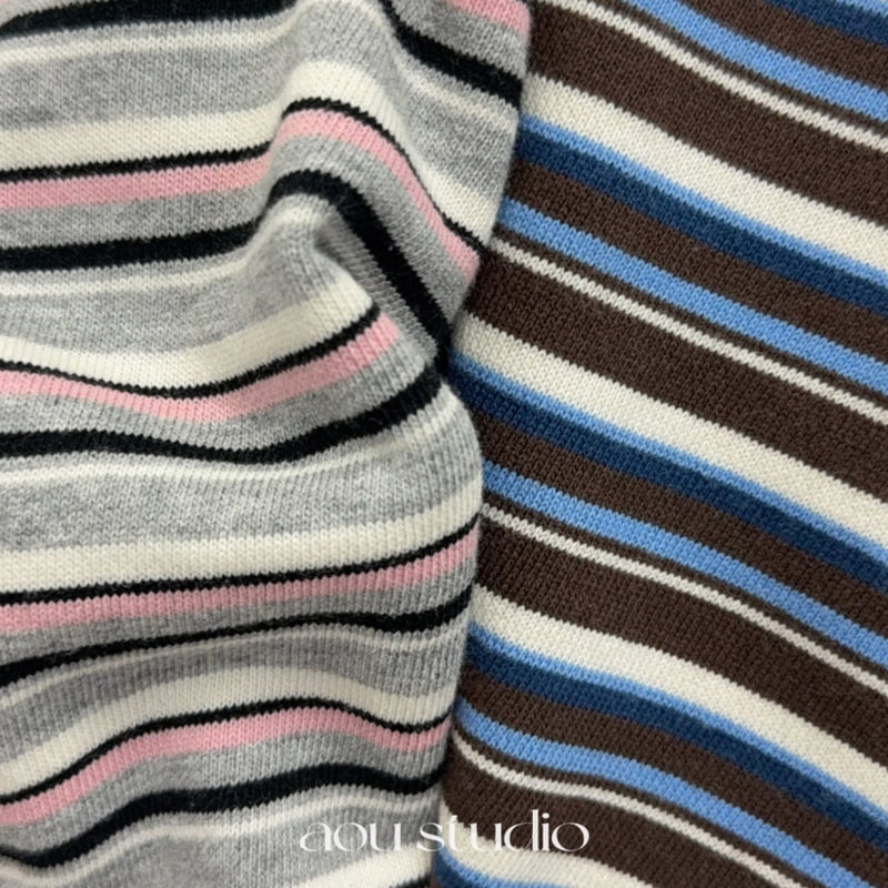 Aou Studio - Korean Baby Fashion - #babyoutfit - Kuru Striped Tee - 3