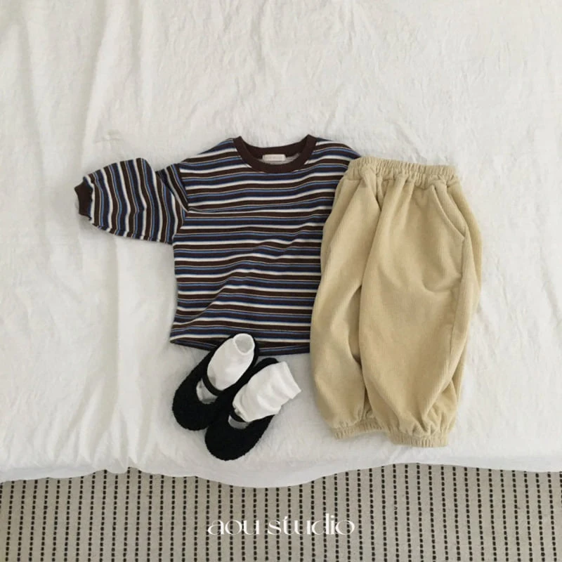 Aou Studio - Korean Baby Fashion - #babyoutfit - Kuru Striped Tee - 4