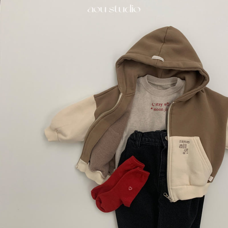 Aou Studio - Korean Baby Fashion - #babyoutfit - Melo Brushed Hoodie Zip-Up - 4