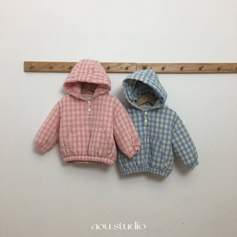 Aou Studio - Korean Baby Fashion - #onlinebabyboutique - Check Padded Anorak - 11