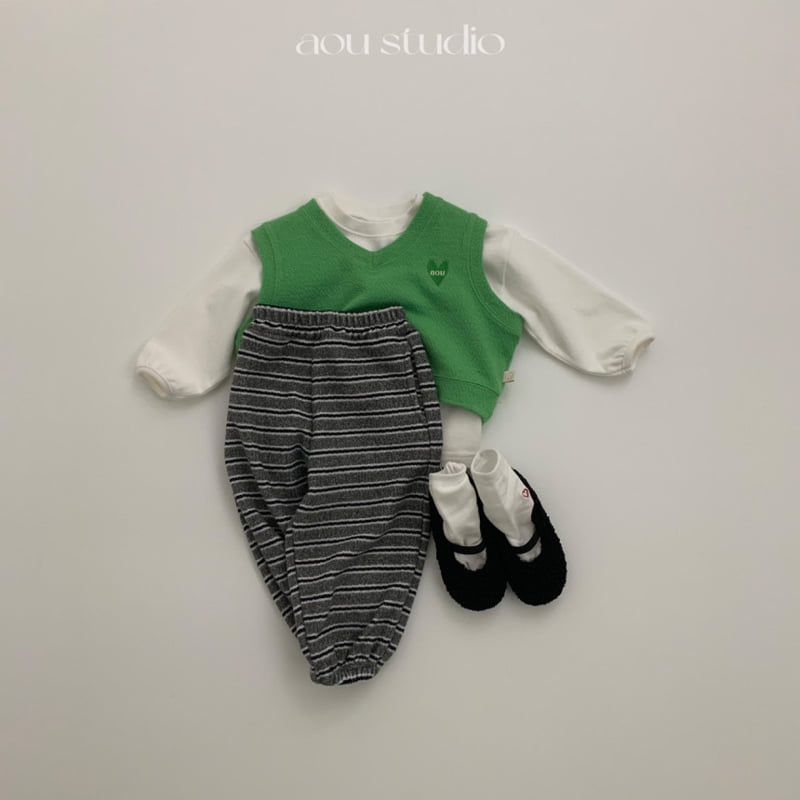 Aou Studio - Korean Baby Fashion - #onlinebabyshop - Cookie Striped Jogger Pants - 6