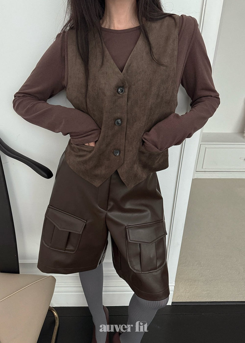 Auver_Fit - Korean Women Fashion - #momslook - Suede Vest - 2