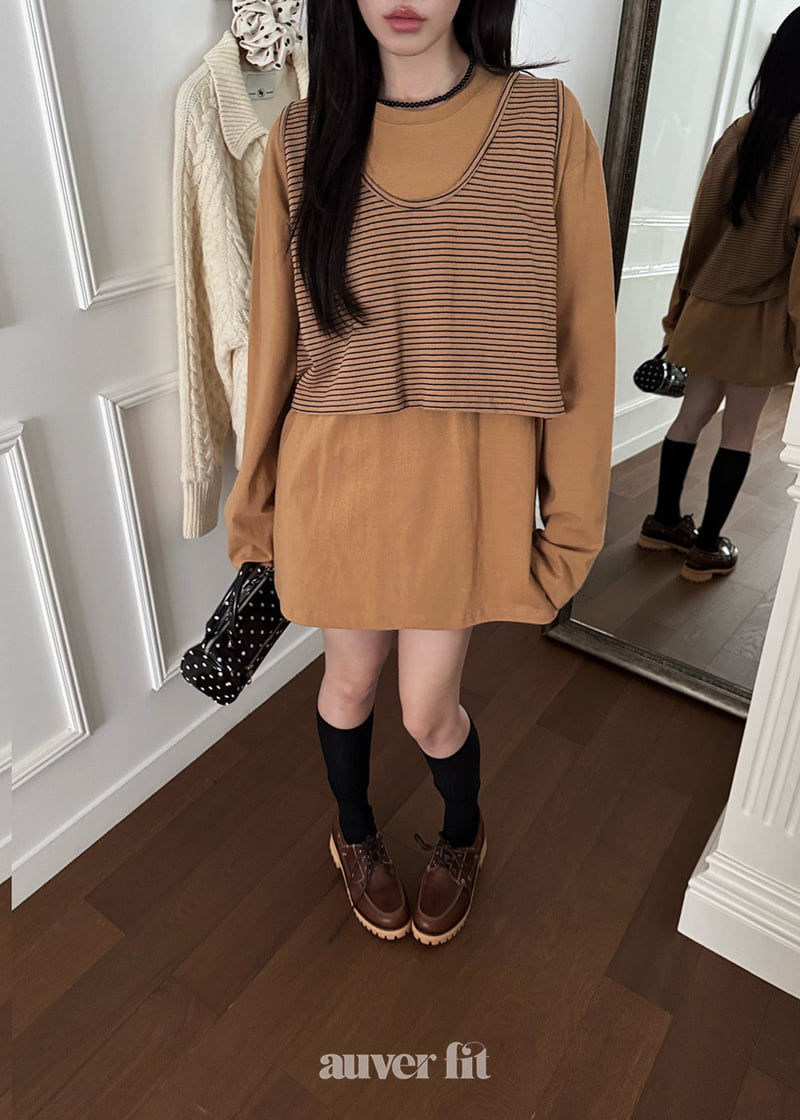 Auver_Fit - Korean Women Fashion - #momslook - Stripe Vest Tee - 2