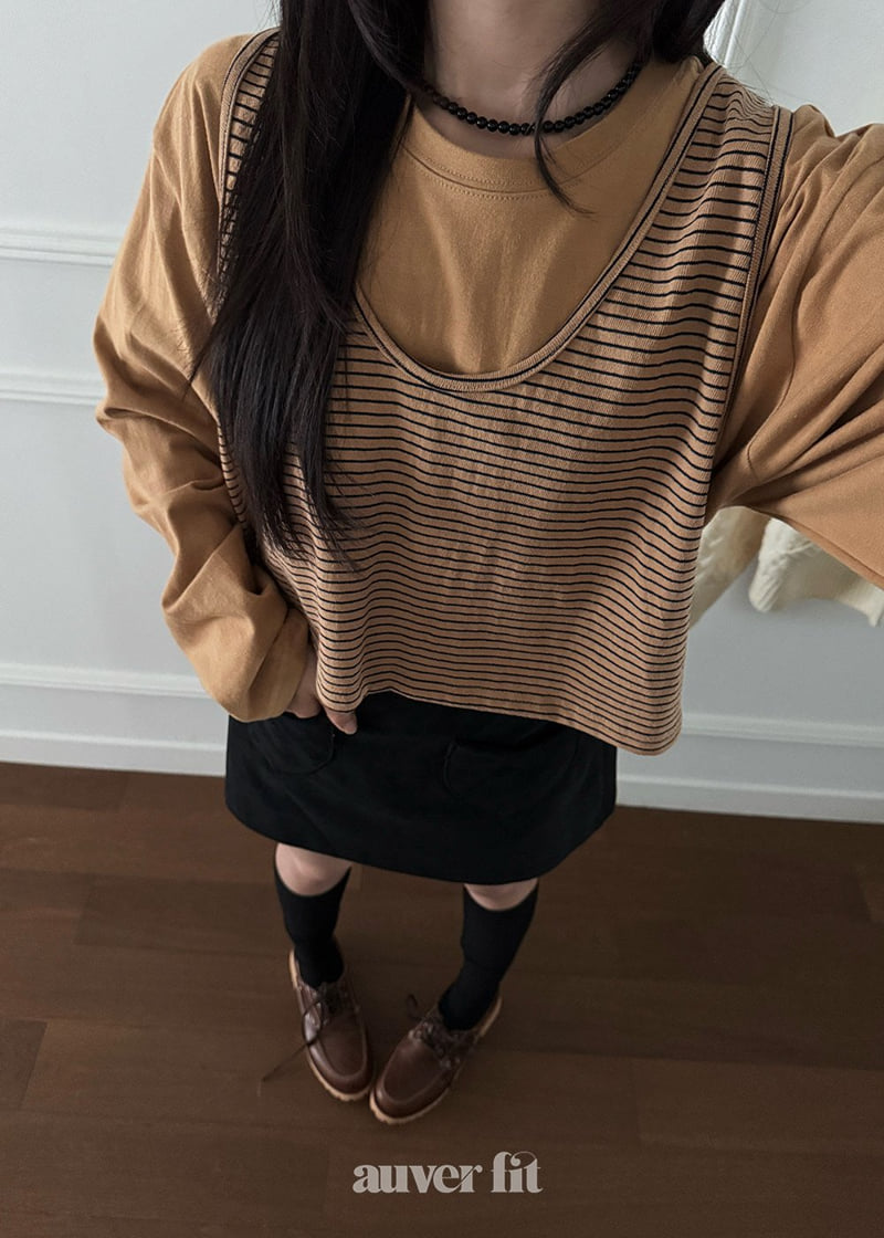 Auver_Fit - Korean Women Fashion - #momslook - Stripe Vest Tee - 7