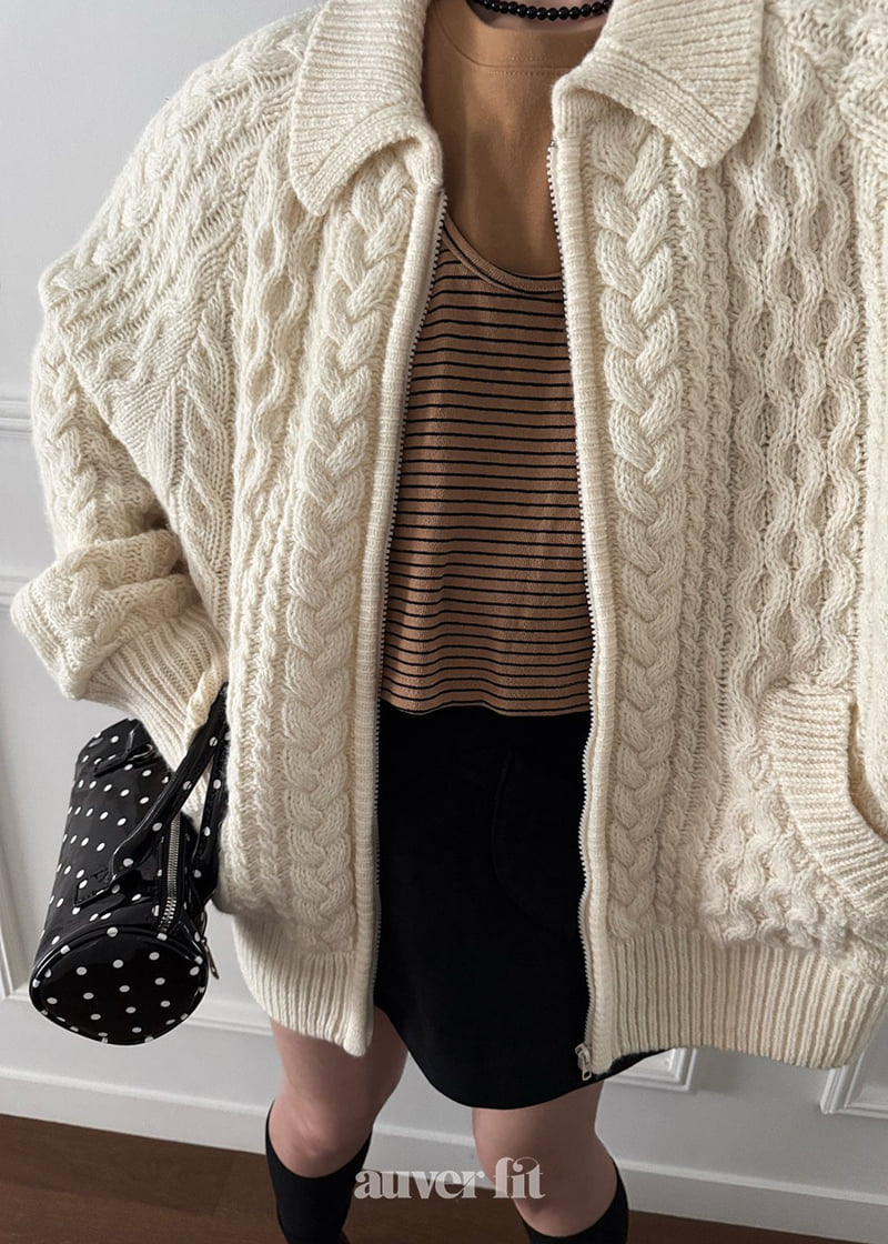 Auver_Fit - Korean Women Fashion - #momslook - Cable Knit Jumper - 3
