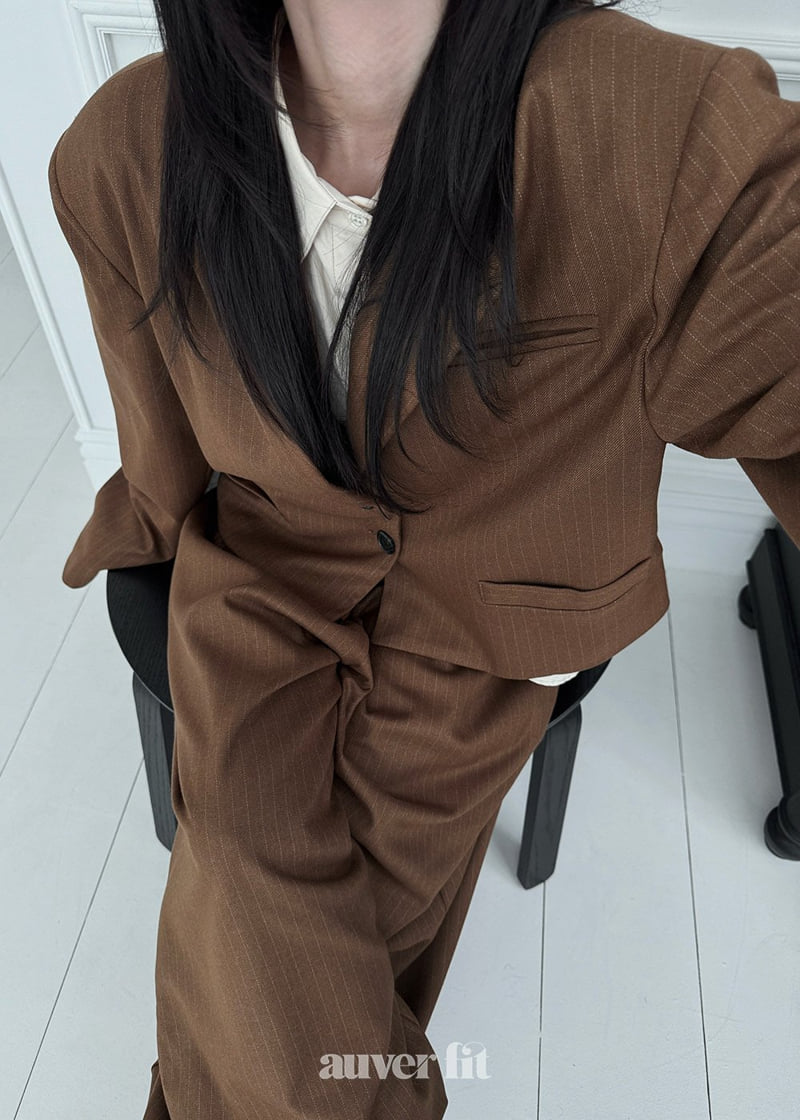 Auver_Fit - Korean Women Fashion - #momslook - Stripe Crop Set - 4