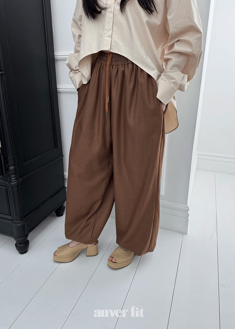 Auver_Fit - Korean Women Fashion - #momslook - Stripe Big Pants - 4