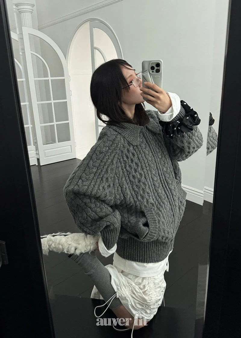Auver_Fit - Korean Women Fashion - #momslook - Cable Knit Jumper