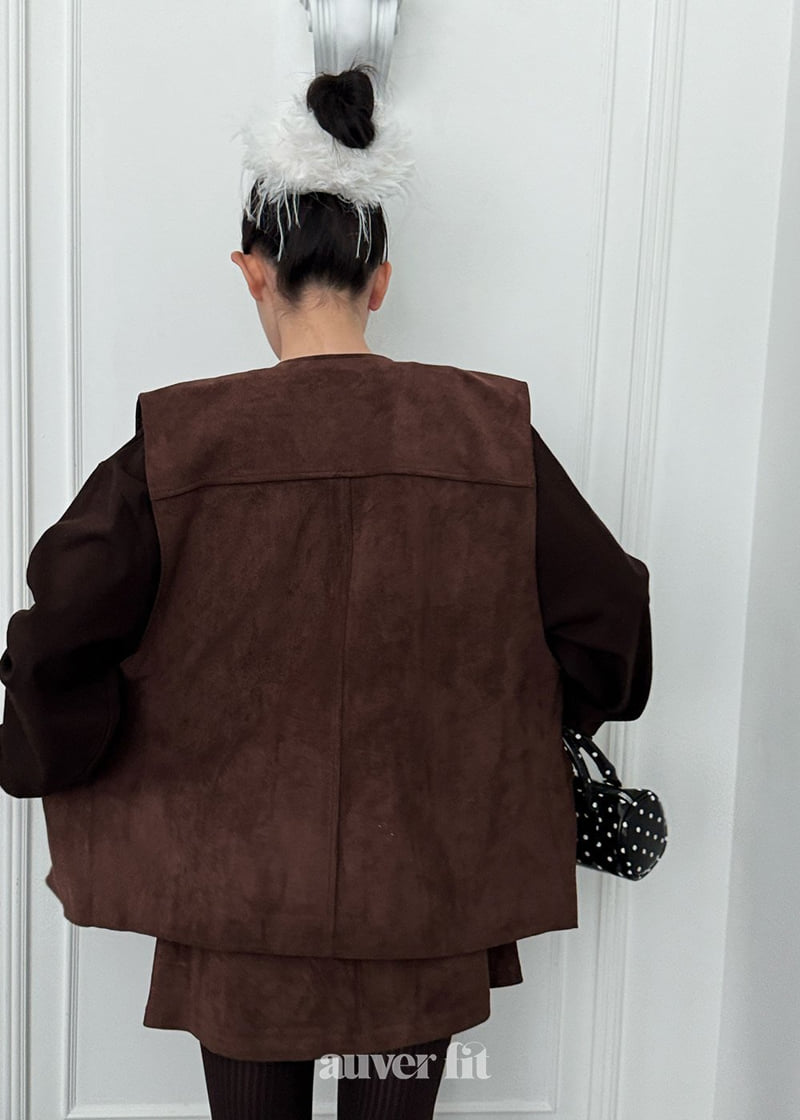 Auver_Fit - Korean Women Fashion - #pursuepretty - Suede Oversized Vest - 7