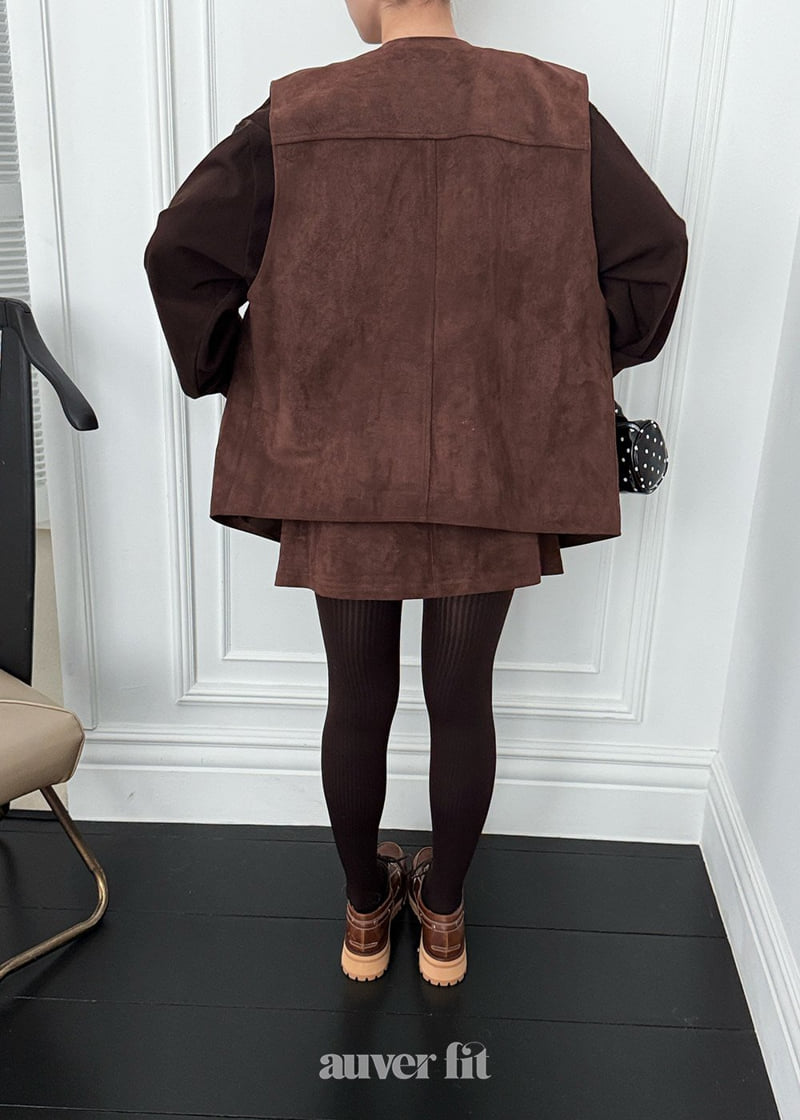 Auver_Fit - Korean Women Fashion - #restrostyle - Suede Oversized Vest - 8
