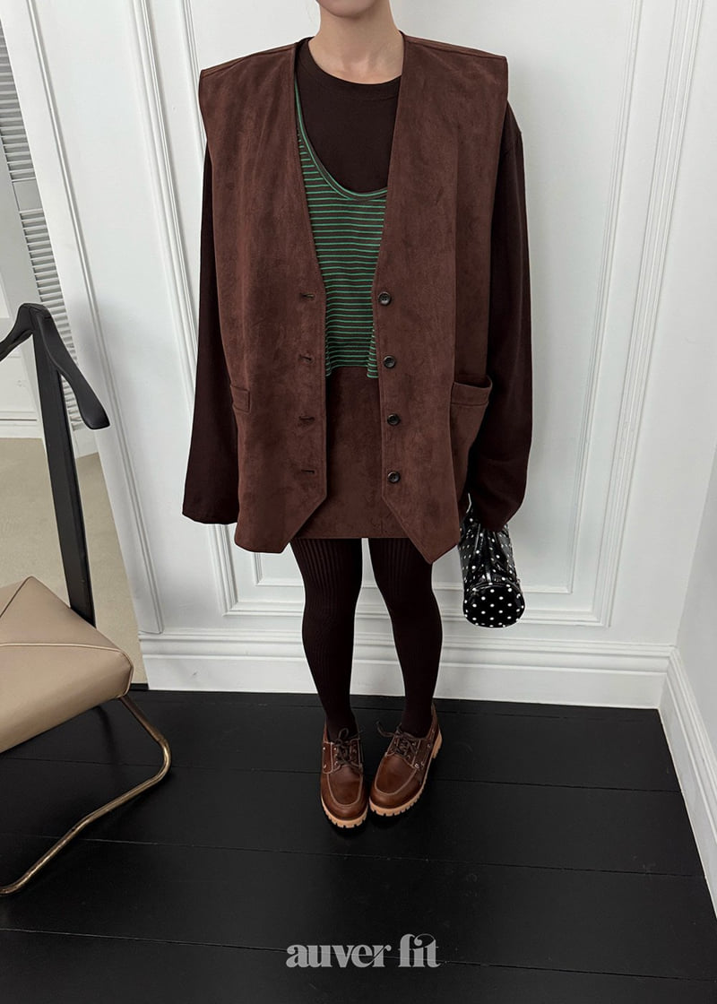 Auver_Fit - Korean Women Fashion - #romanticstyle - Suede Oversized Vest - 9