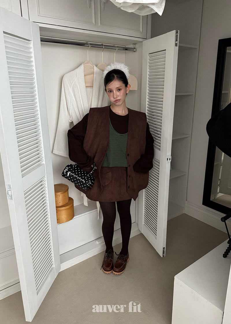 Auver_Fit - Korean Women Fashion - #shopsmall - Suede Oversized Vest - 10