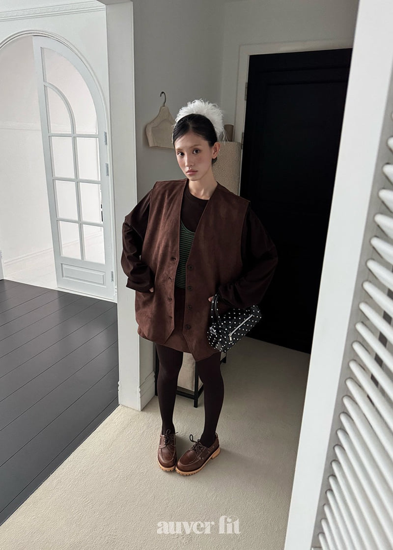 Auver_Fit - Korean Women Fashion - #vintageinspired - Suede Oversized Vest - 5